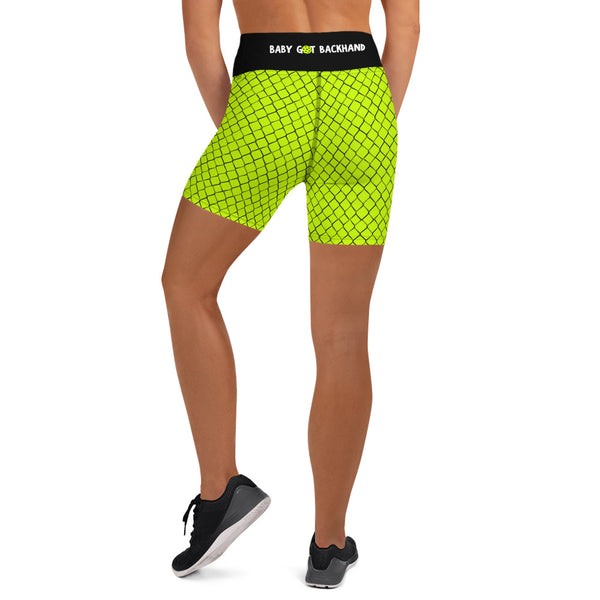 Baby Got Backhand Yoga Shorts in Pickle