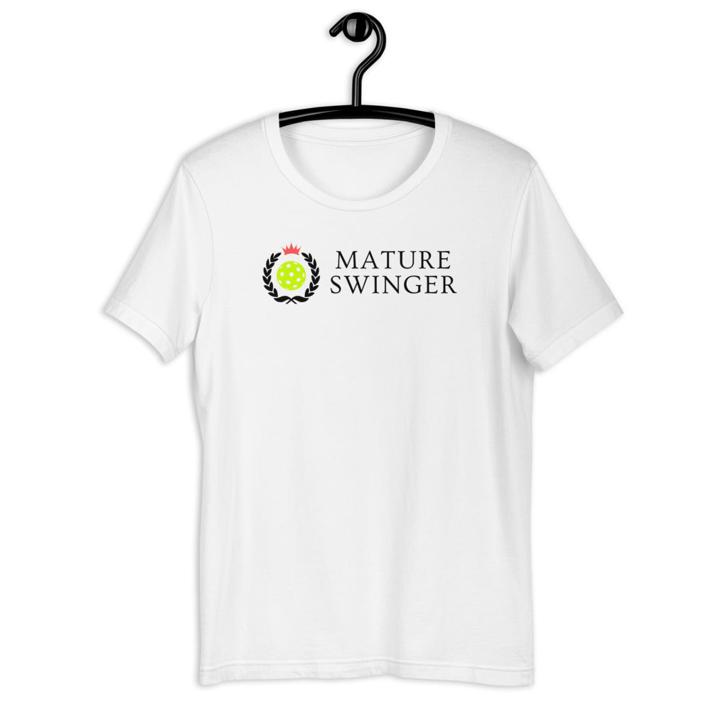 Mature Swinger Short-Sleeve Unisex T-Shirt | Pun With Pickleball